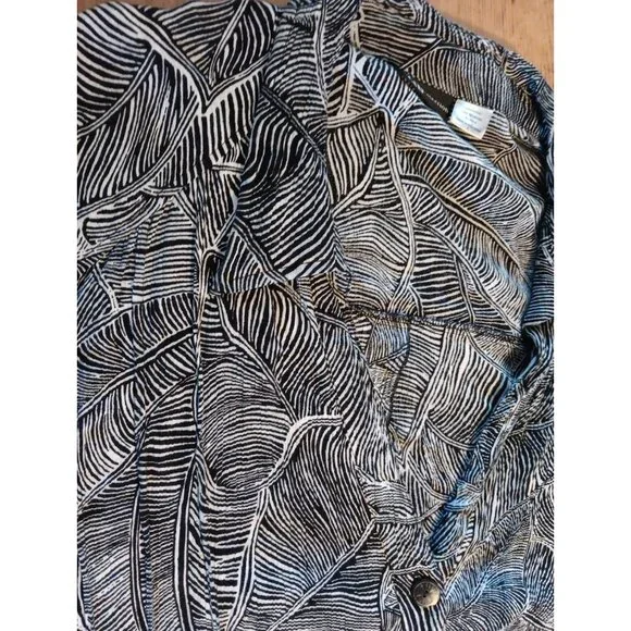 Vtg MiB Womens Plus K 5X Blouse Top Button Front Floral Rayon Black Open Back - Picture 2 of 7